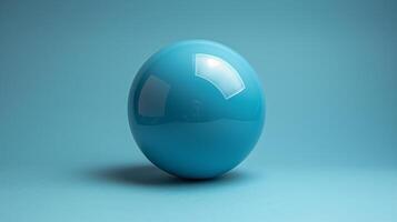 Teal reflective sphere casting soft shadow on a smooth surface with light source creating highlights and subtle gradients photo