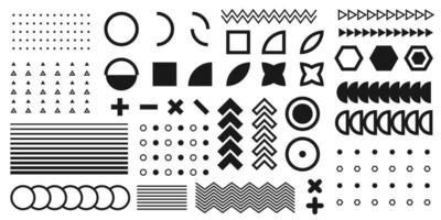 Retro futuristic minimalistic elements with silhouette basic figures for graphic design vector
