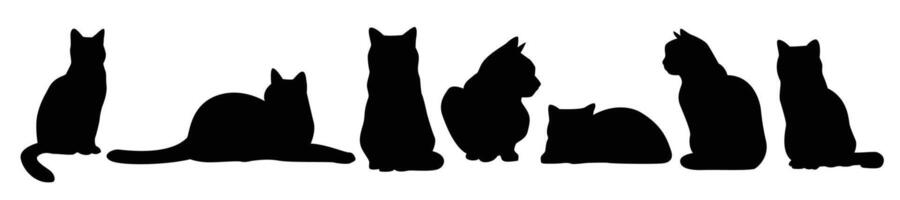 set of cats silhouette isolated on white background vector