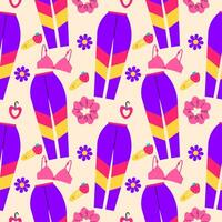 90s seamless pattern in modern style flat, line style. Hand drawn illustration. Retro nostalgic fashion . vector