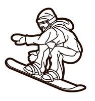 Snowboard Player Jumping Action Extreme Sport Snowboarder Action vector