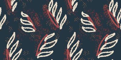 Strokes brush abstract organic shapes seamless pattern. dark background with hand drawn unique forms and texture print. Contemporary plain repeated ornament vector