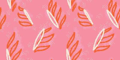 Abstract organic shapes seamless pattern on a pink background. hand drawn sketch unique forms print. Contemporary minimalist ornament. vector