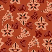 Motif Floral Textile Design Abstract Flower And Leaf Seamless Pattern Ethnic Boho Floral Pattern. vector