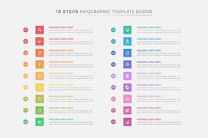 Modern Business Infographic Design Template with 18 Options vector