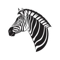 Detailed Black and White Zebra Head Illustration with Intricate Stripes and Realistic Features on a White Background vector