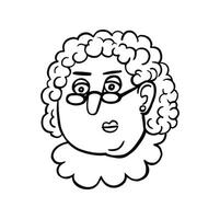 Emotion menacing, angry granny face line vector
