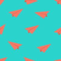 seamless pattern with red origami airplane. vector