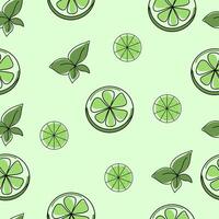 Fresh Lime and Mint Seamless Pattern. vector