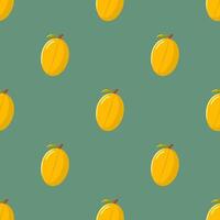 Seamless pattern with yellow mango on a green background. . Perfect for textile, wallpaper, packaging, and digital prints. vector