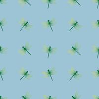 Seamless pattern with dragonfly on a light blue background. pattern. Wildlife. For textiles, wallpapers, and decorative designs. vector