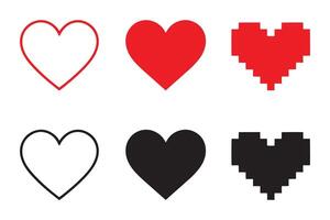 Line Filled Pixelated Hearts design vector