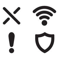 Wifi wireless, Alert Sign, shield and Cross sign design vector