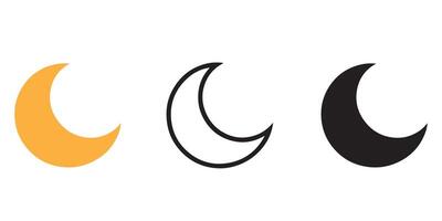Crescent Moon Multiple Styles, Moon icon set vector