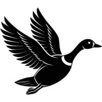 Black and White Minimalist of a Goose Flying Elegant Wild Bird in Flight with Strong Wings, Isolated on White Background, Perfect for Nature and Commercial Designs vector