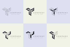 minimal logo design collection of six template. Elegant monogram logo with triangle shape logo and icon set vector