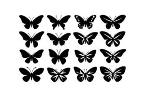 Butterfly black silhouette set vector