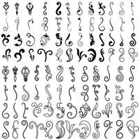 set of calligraphic design elements, swirls and curls. vector