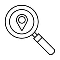 magnifying glass with location pin illustration designicon silhouette style vector