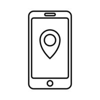 smartphone device with pin location illustration designiconic line style vector
