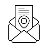 envelope mail with pin location illustration designicon line style vector