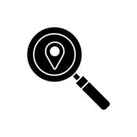Magnifying glass with location icon. Search icon. illustration. vector