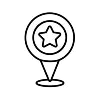 pin location with star icon over white background, line style, illustration vector