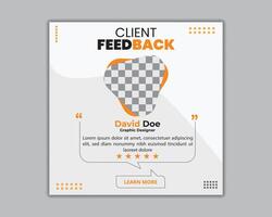 ustomer feedback testimonial social media post template layout or web banner design, Client feedback review or client testimonial design. vector