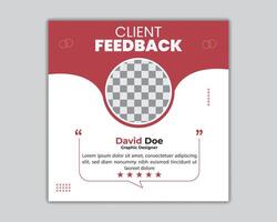 Client feedback review or client testimonial social media post template or web banner design, Customer feedback review or client testimonial design. vector
