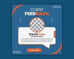 Client testimonials or Customer feedback social media post web banner design template. client review social media post banner design vector