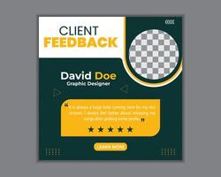 Client feedback review or client testimonial social media post template or web banner design. vector