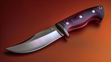 Sleek Knife with a Sharp Blade and Intricate Handle Design on a Warm Gradient Background photo