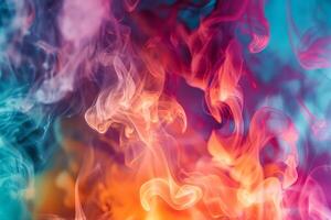 Captivating colors blend and flow through water, as swirling smoke creates an enchanting, dynamic display full of life and movement photo