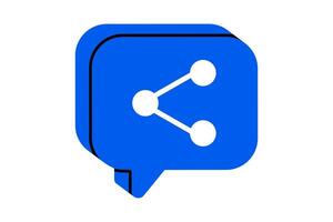 Hand drawn cute illustration of speech bubble with share sign. Flat connection message doodle. Community communication. Social media notification icon. Send to another user. Isolated. vector