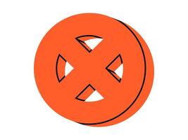Hand drawn cute cartoon illustration prohibition sign. Flat forbidden warning message in doodle. Negative reaction. Social media icon or sticker. Caution cross symbol. Access denied. Isolated. vector