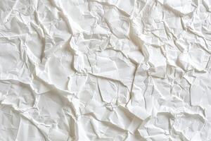 Crumpled white paper showcases intricate textures and shadows, perfect for adding depth to artistic designs or craft projects photo