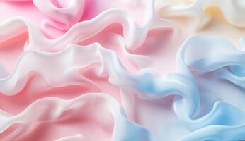 Delicate wavy folds in soft pastel colors of pink and blue bring a serene and enchanting atmosphere, perfect for artistic expression and design photo