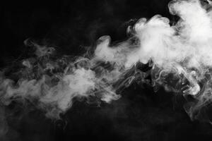 Ghostly wisps of white smoke swirl and intertwine, filling the darkness with their ethereal presence, offering a stunning visual experience photo