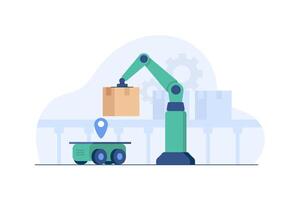 Robotic Arms Packing Orders in an Automated Warehouse vector