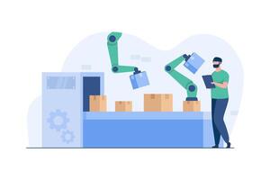 Conveyor Belt System with Smart Sorting AI vector