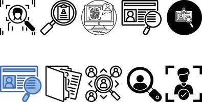 Identification icon set collection,badge, person,card, security,name,scan, search icon vector