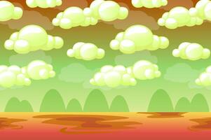 Game Background made from seamless endless elements-sky, clouds, mountains and desert. assets and layers for your 2D mobile games. Cartoon style game background vector