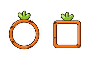Two Frames carrot or avatar border on a white background. cartoon frame. vector