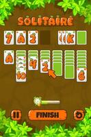 Solitaire Game UI. Cartoon Poker playing cards in carrot texture on Board Game top view- ground and leaves. Carrot push buttons. Assets for 2D Game development vector