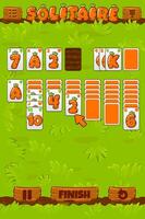Solitaire Game UI. Cartoon Poker playing cards in carrot texture on Board Game top view- grass. Wooden push buttons. Assets for 2D Game development vector