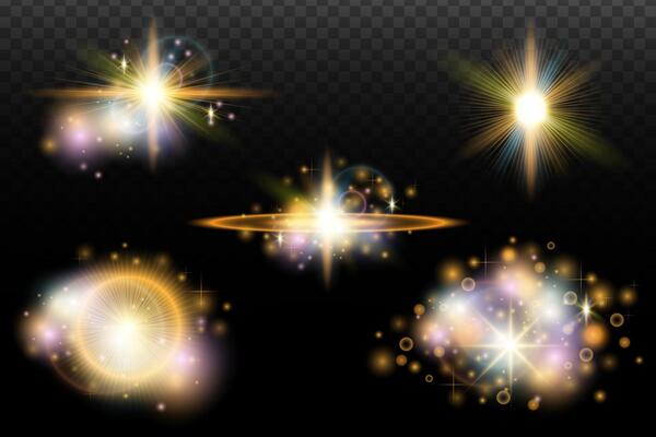 golden light effects set background