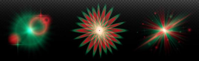 a set of three different. colored lights on a black background vector