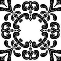 a black and white floral design with a circle in the middle vector