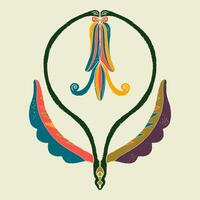 a colorful flower with wings and a leaf vector
