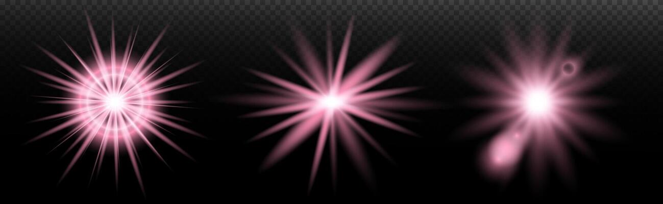 a set of pink light rays on a black background